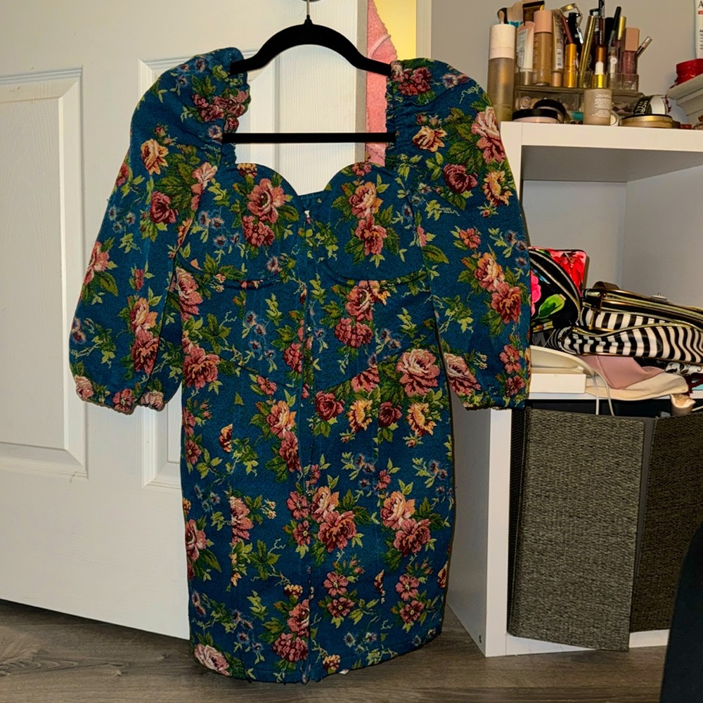 Asos design corset mini floral dress.